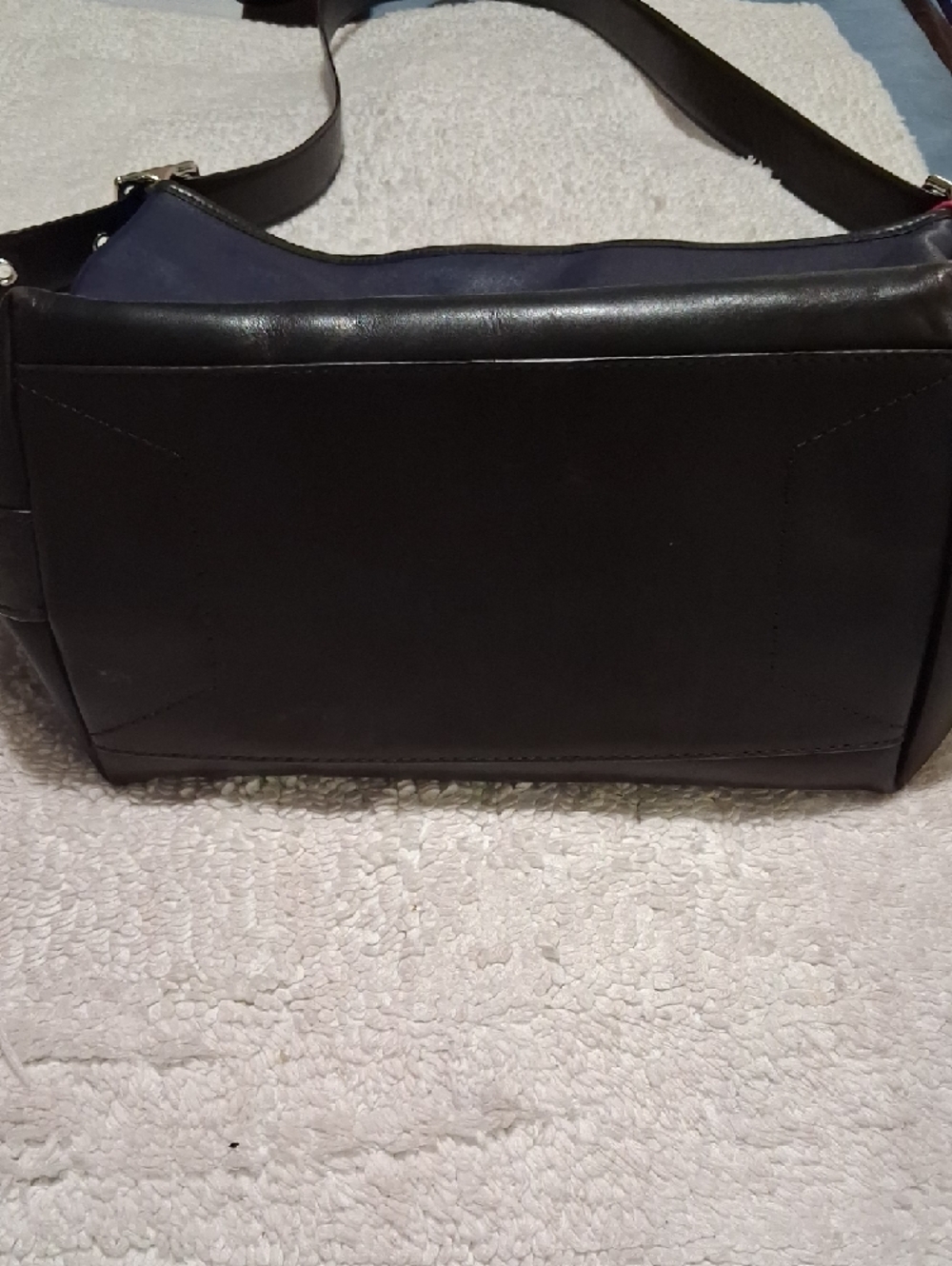 Coach Legacy Colorblock Navy and Hot Pink Leather Duffle Bag - Picture 4 of 9